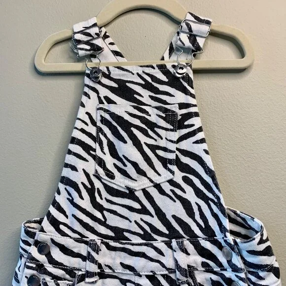 SEED HERITAGE Zebra Print Shortalls Girls 4 4T Denim Spring Shorts Overalls Kids - Picture 3 of 9